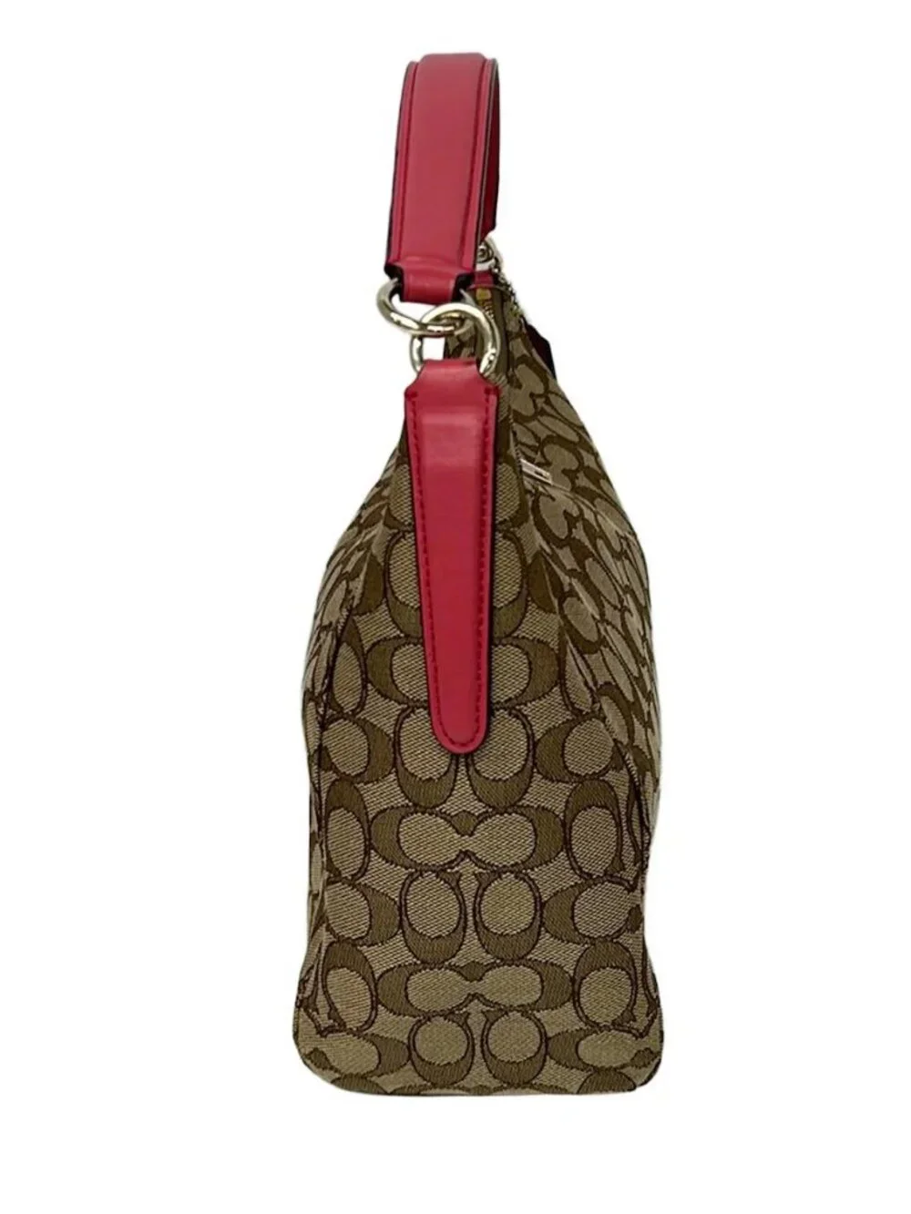 COACH Signature Celeste EW Hobo F58284 Beige Dark Brown Pink Jacquard Leather